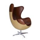 Sessel Leder mit Leinen
